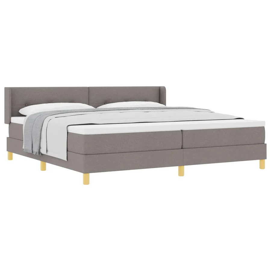 Lit à ressorts avec coussin Taupe 200 x 200 cm tissu - 2