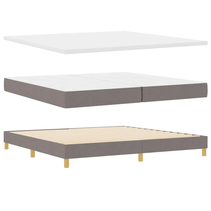 Lit à ressorts avec coussin Taupe 200 x 200 cm tissu - 4