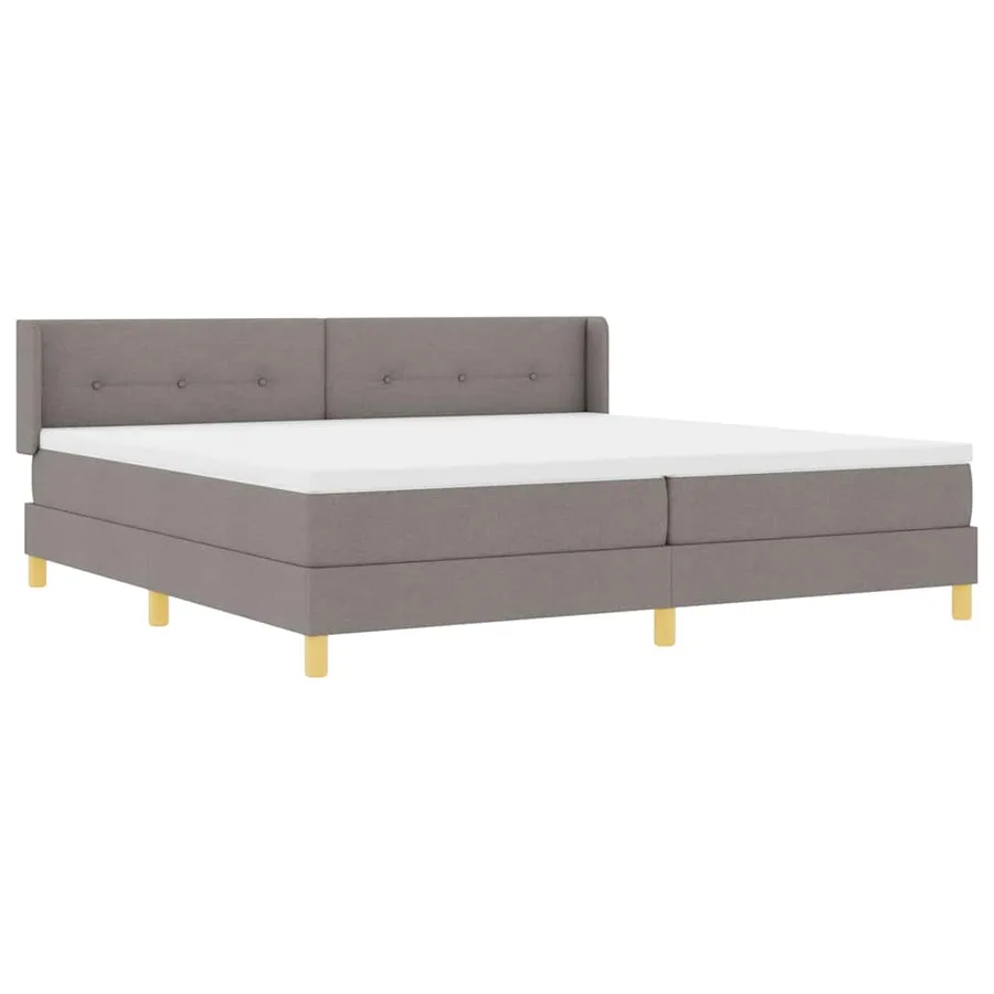 Lit à ressorts avec coussin Taupe 200 x 200 cm tissu - 6