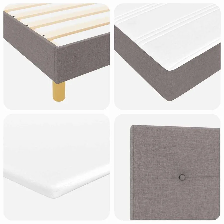 Lit à ressort LED avec coussin Taupe 200 x 200 cm tissu - 11