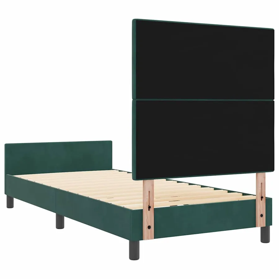 Lit à ressorts avec tête de lit Vert foncé 100 x 200 cm Velours - 9