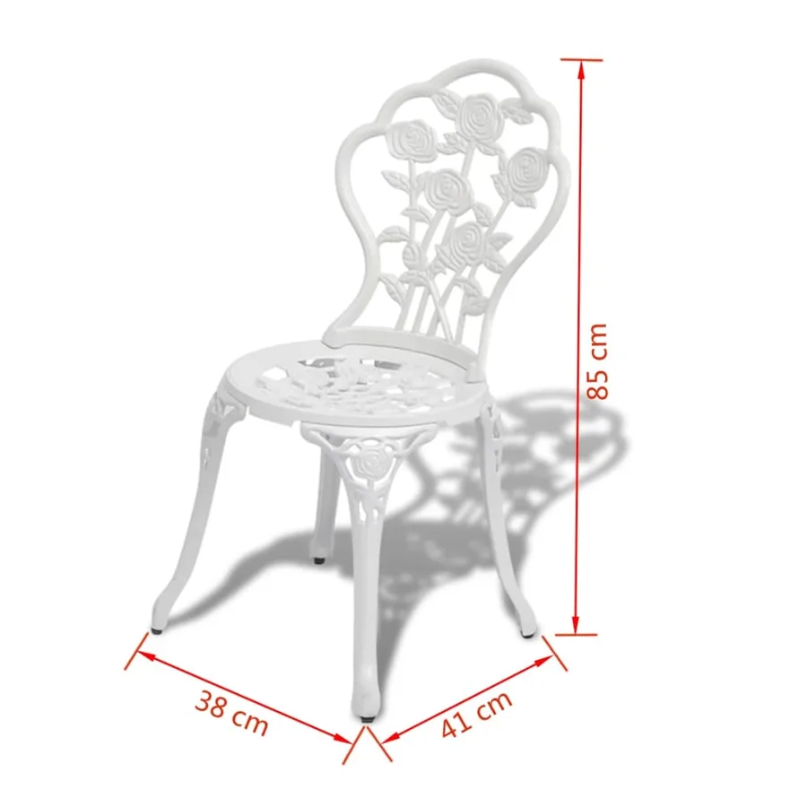 Ensemble de bistro 3 pcs Aluminium coulé Blanc - 8