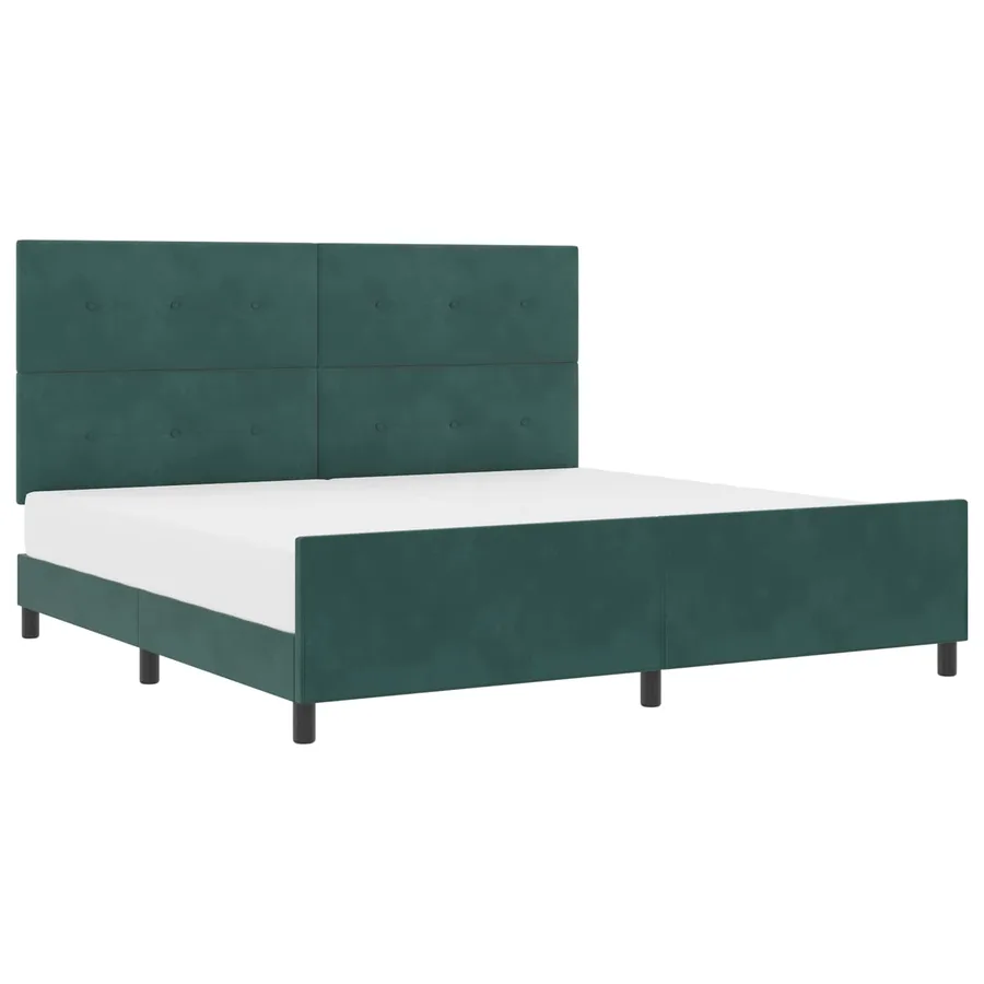 Lit à ressorts avec tête de lit Vert foncé 200 x 200 cm Velours - 2