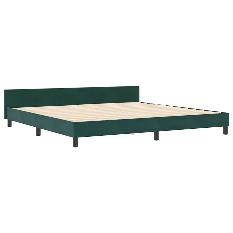 Lit à ressorts avec tête de lit Vert foncé 200 x 200 cm Velours - 4