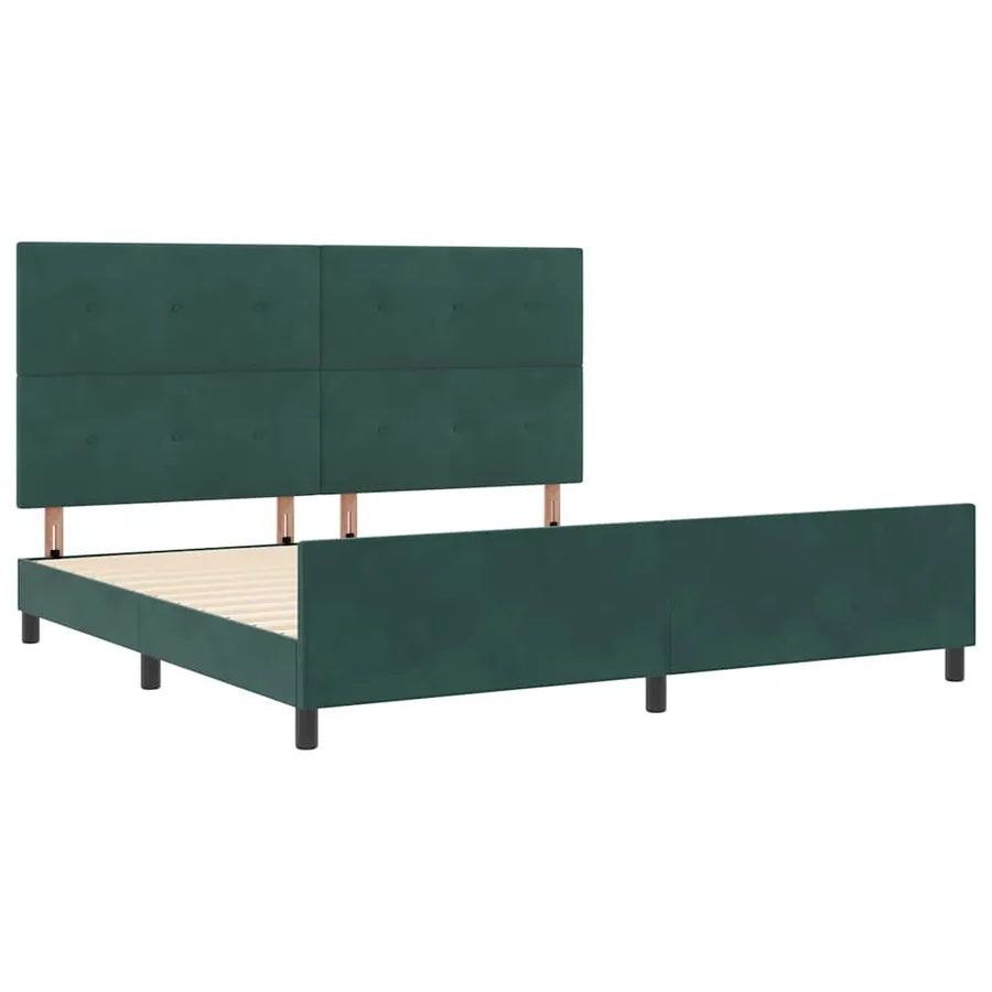 Lit à ressorts avec tête de lit Vert foncé 200 x 200 cm Velours - 5