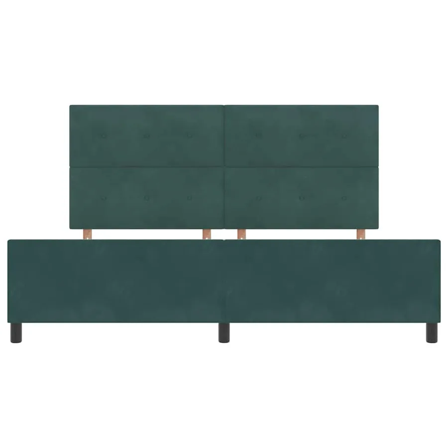 Lit à ressorts avec tête de lit Vert foncé 200 x 200 cm Velours - 7