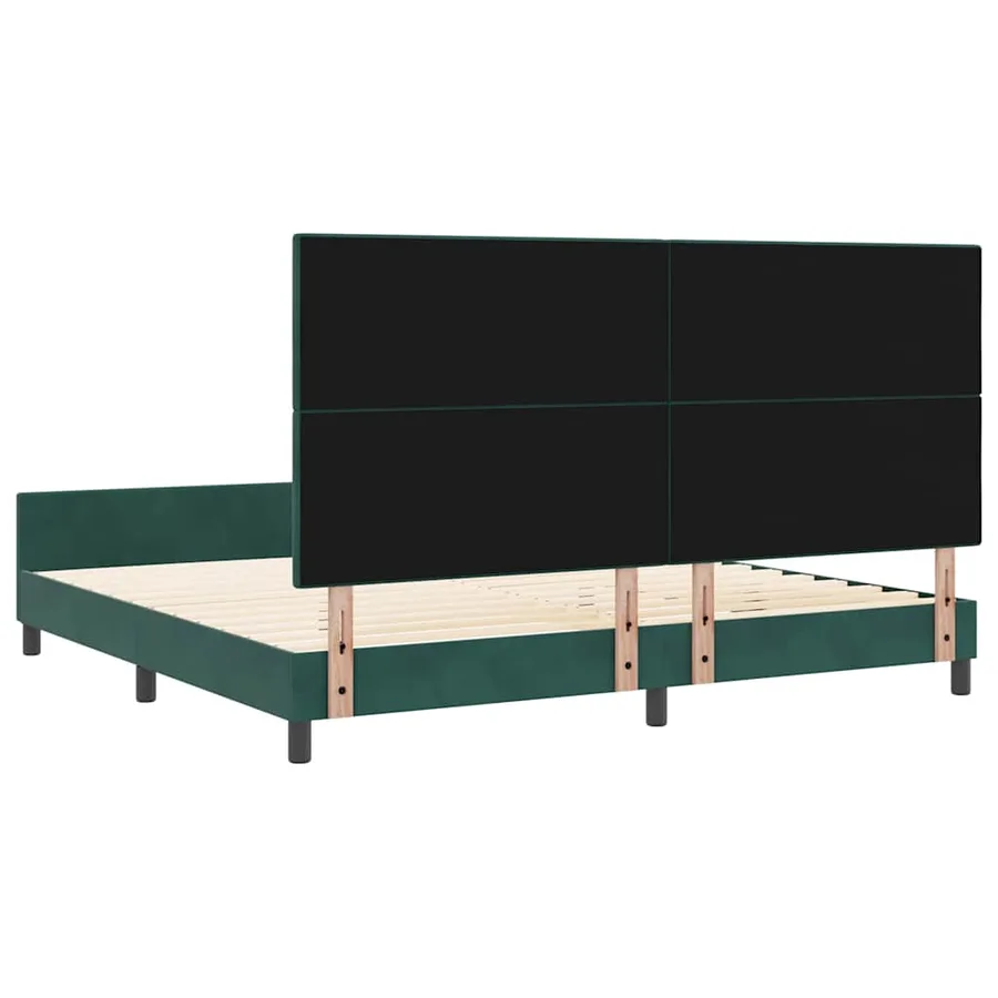 Lit à ressorts avec tête de lit Vert foncé 200 x 200 cm Velours - 9