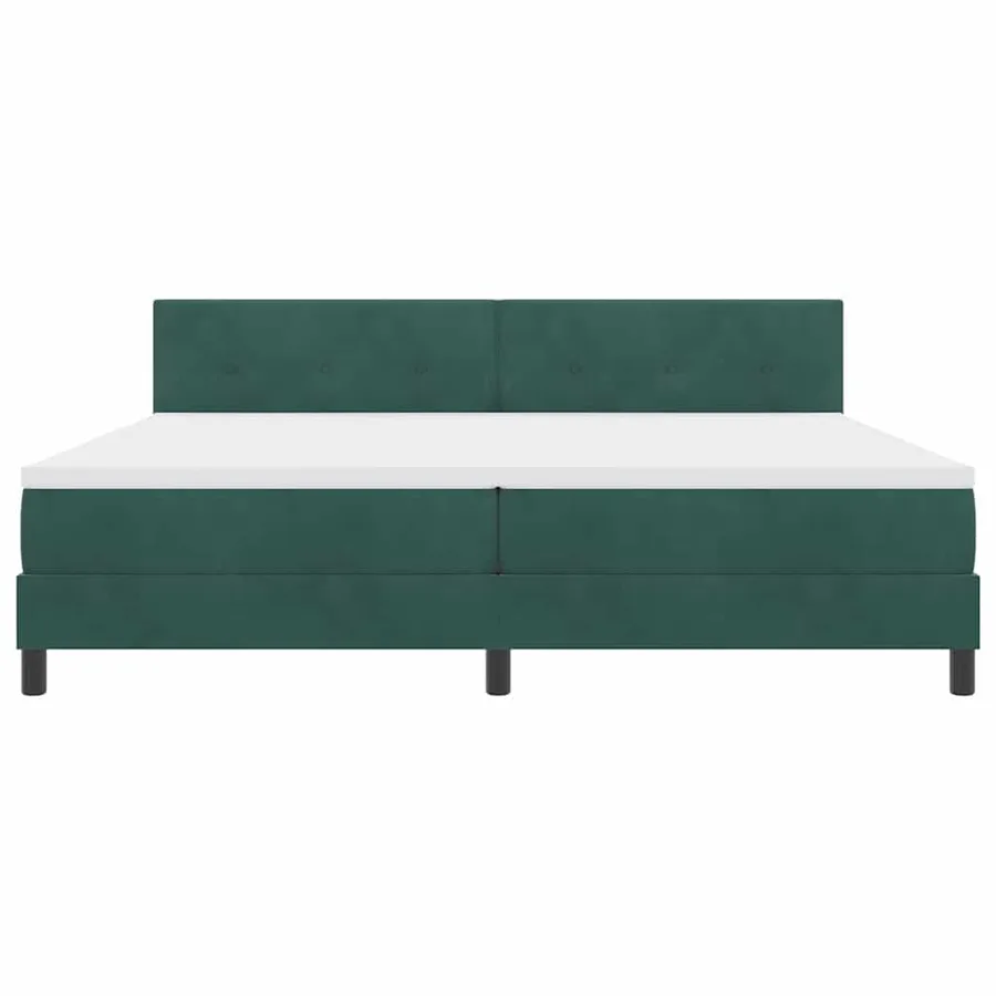 Lit à ressorts avec tête de lit Vert foncé 200 x 200 cm Velours - 6