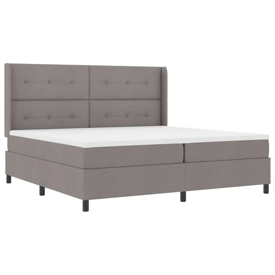 Lit à ressort LED avec tête de lit Taupe 200 x 200 cm tissu - 2