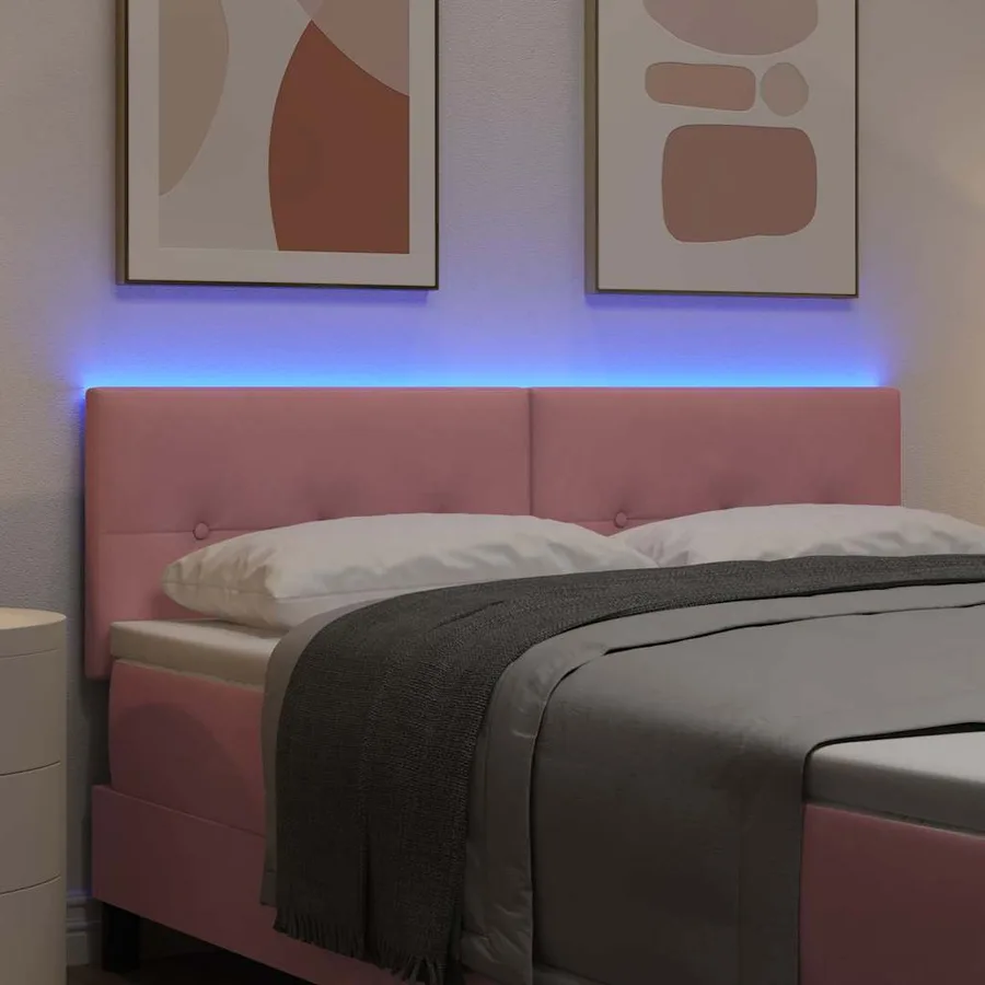 Tête de lit LED avec bandes LED Rose 160 cm Velours - 4