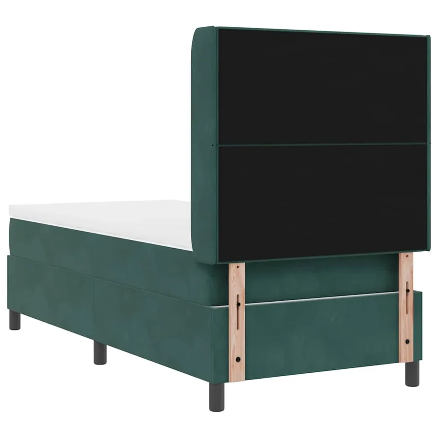Lit à ressorts avec bandes LED Vert 100 x 200 cm Velours - 8
