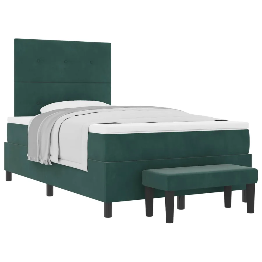 Lit à ressorts avec tête de lit Vert foncé 200 x 120 cm Velours - 2