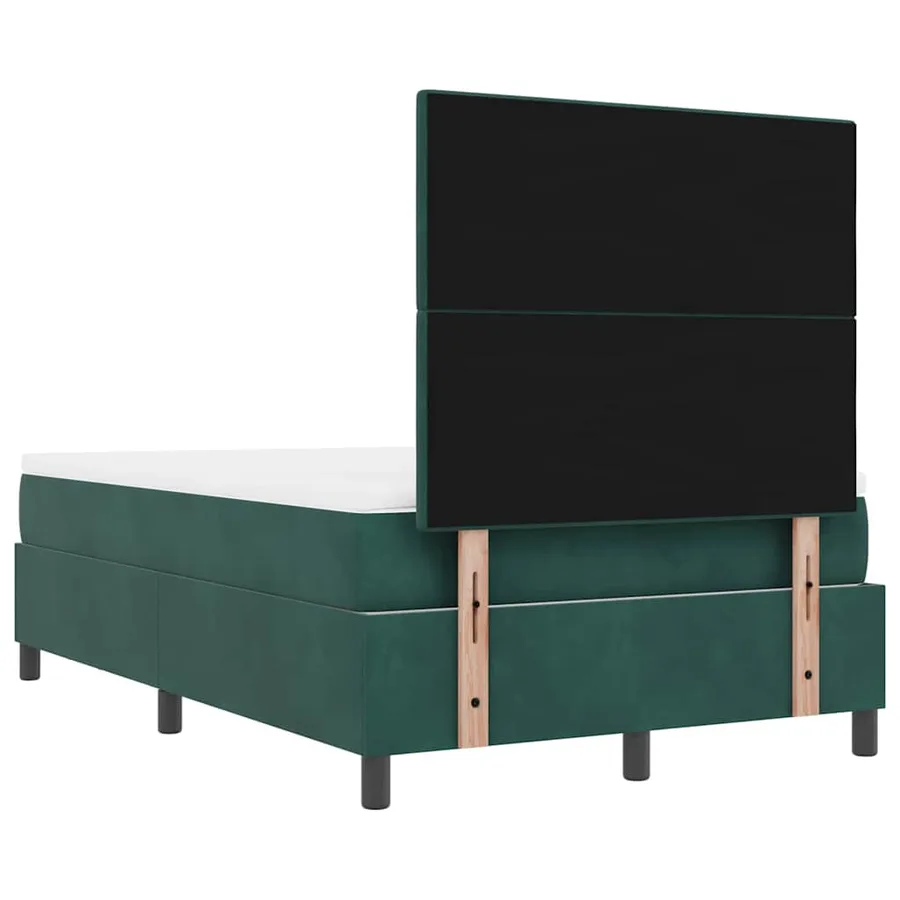Lit à ressorts avec tête de lit Vert foncé 200 x 120 cm Velours - 8