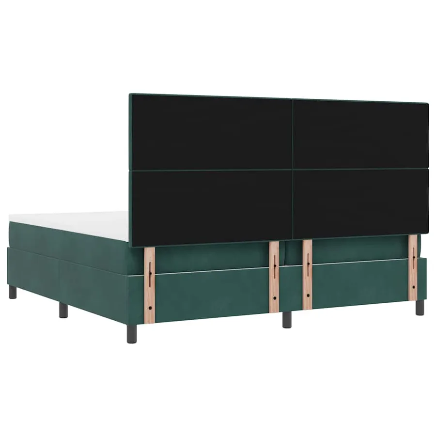 Lit à ressort LED Vert foncé 200 x 200 cm Velours - 10