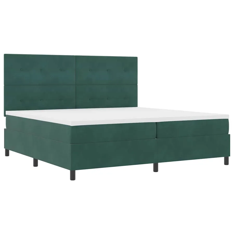 Lit à ressort LED Vert foncé 200 x 200 cm Velours - 6