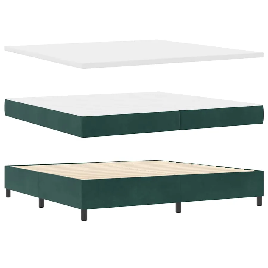 Lit à ressort LED Vert foncé 200 x 200 cm Velours - 7
