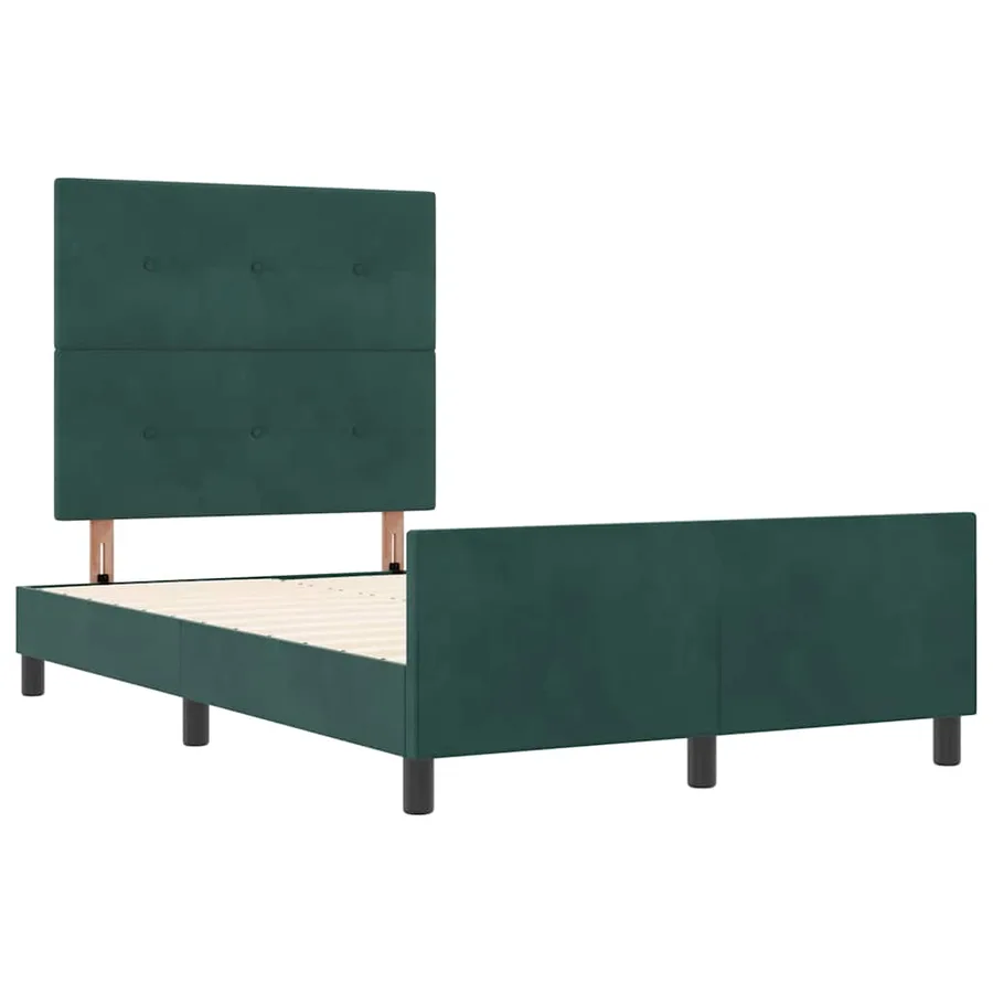 Lit à ressorts avec tête de lit Vert foncé 120 x 190 cm Velours - 5