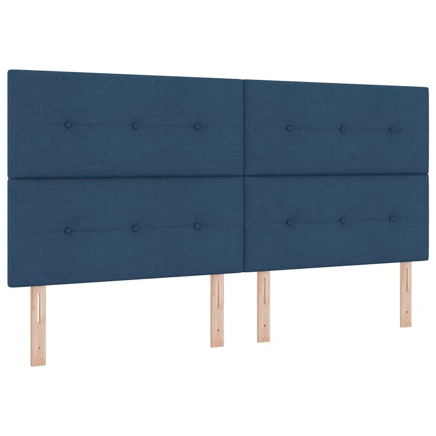 Lit à ressorts avec tête de lit Bleu 200 x 200 cm tissu - 4