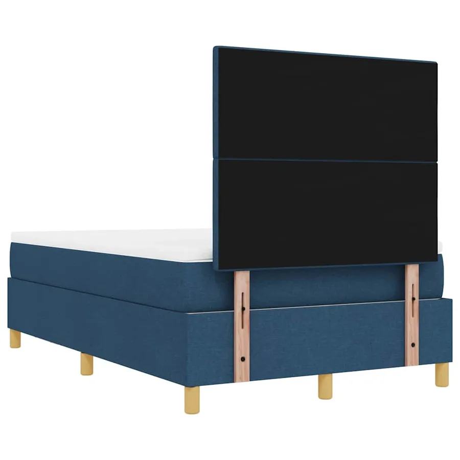 Lit à ressorts avec tête de lit Bleu 200 x 120 cm tissu - 10