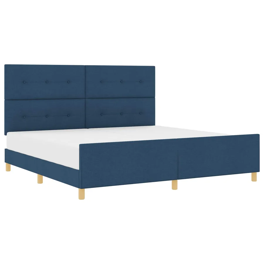 Cadre de lit avec tête de lit Bleu 200 x 200 cm tissu - 2