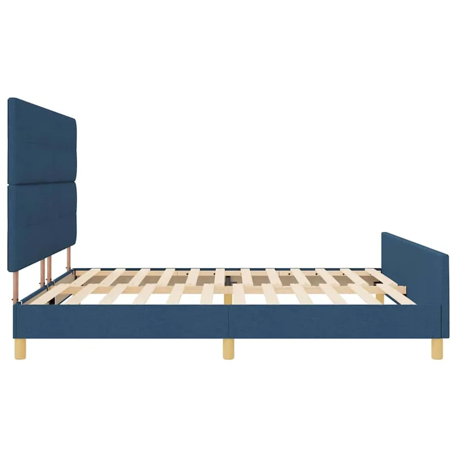 Cadre de lit avec tête de lit Bleu 200 x 200 cm tissu - 5