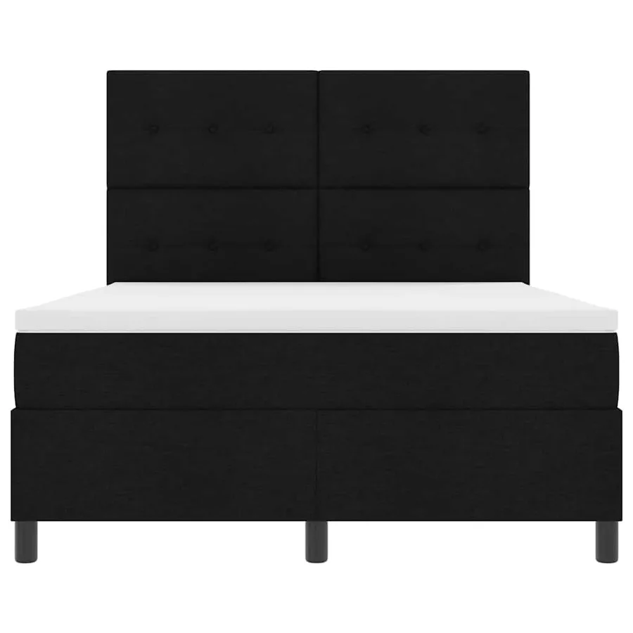Lit à ressorts avec matelas Noir 140 x 200 cm tissu - 7