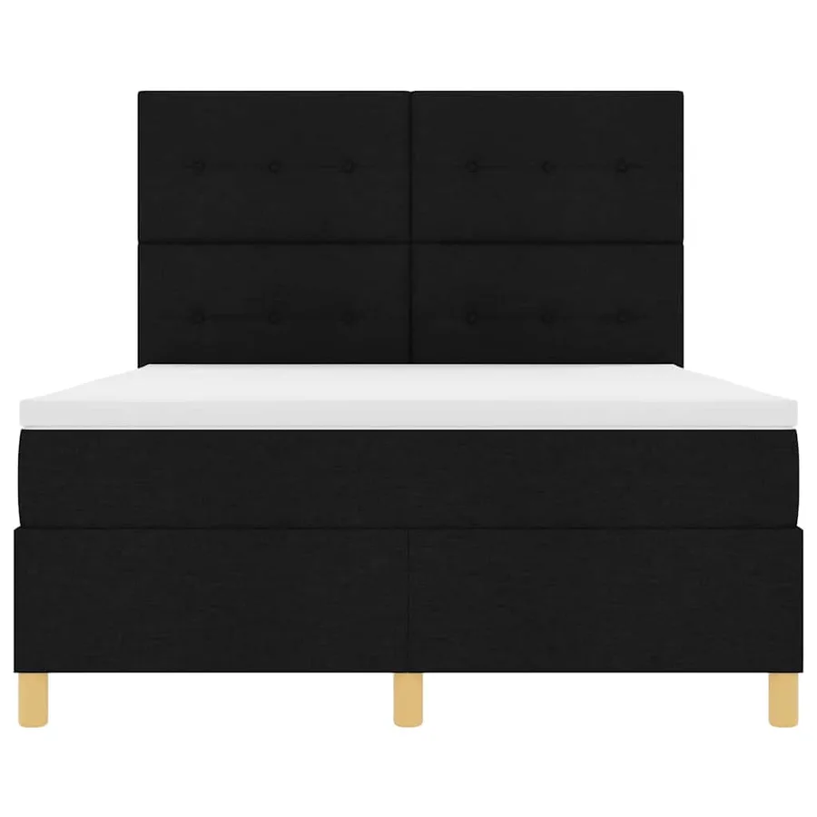 Lit à ressorts avec tête de lit Noir 140 x 190 cm tissu - 7