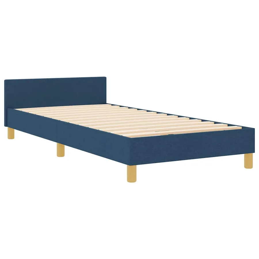 Cadre de lit avec tête de lit Bleu 100 x 200 cm tissu - 4