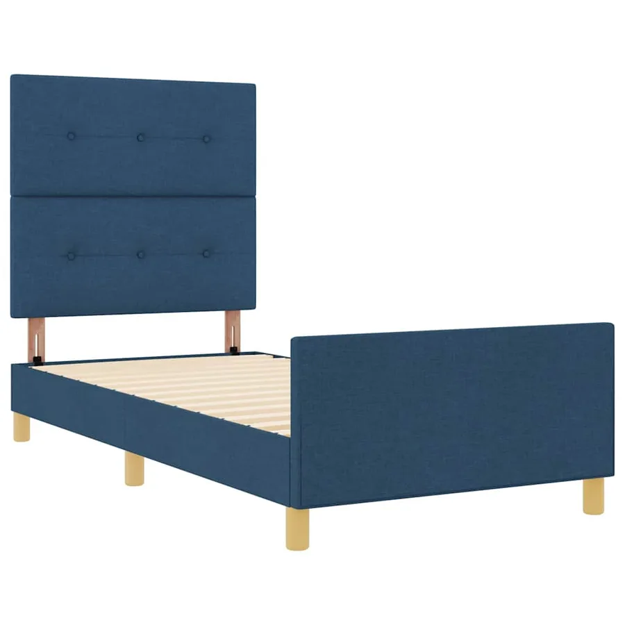 Cadre de lit avec tête de lit Bleu 100 x 200 cm tissu - 5