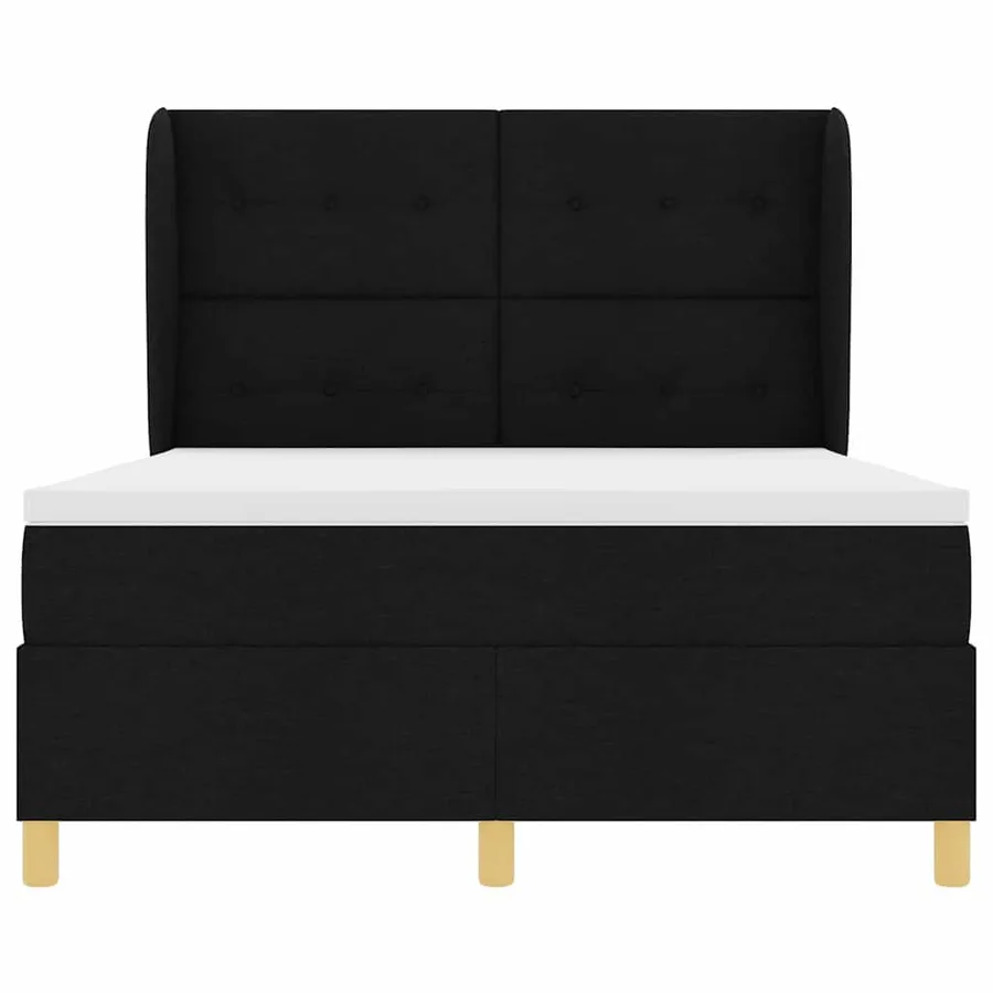 Lit à ressorts avec tête de lit Noir 200 x 140 cm tissu - 7