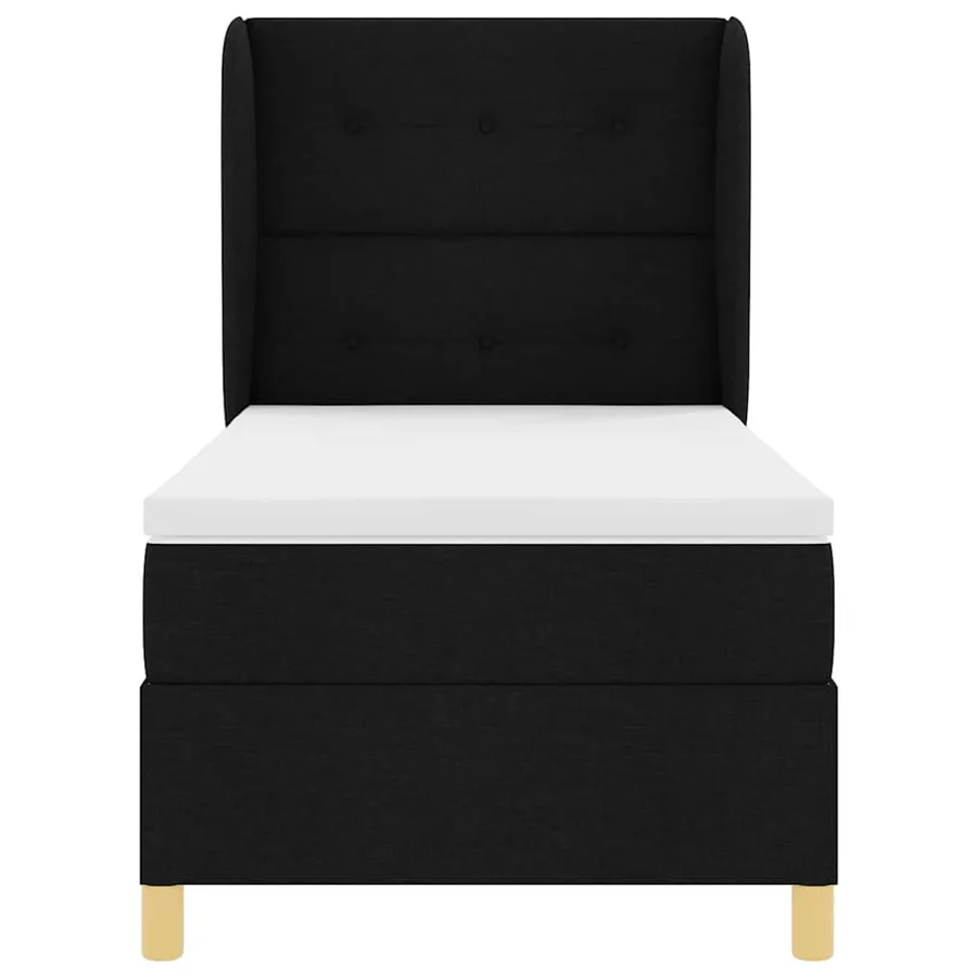Lit à ressorts avec tête de lit Noir 200 x 80 cm tissu - 7