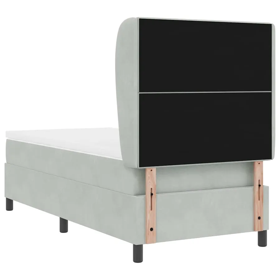 Lit à ressorts avec tête de lit Gris clair 200 x 80 cm Velours - 9