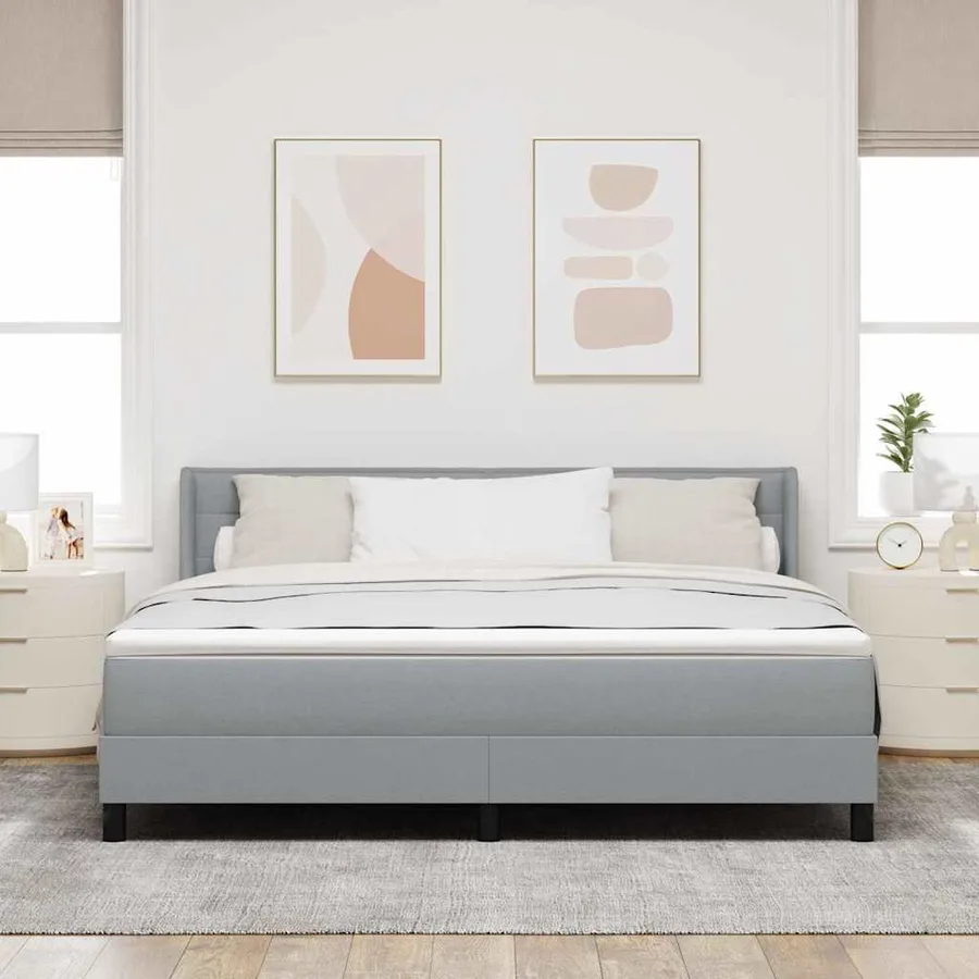 Lit à ressorts avec tête de lit Gris clair 200 x 180 cm tissu - 3