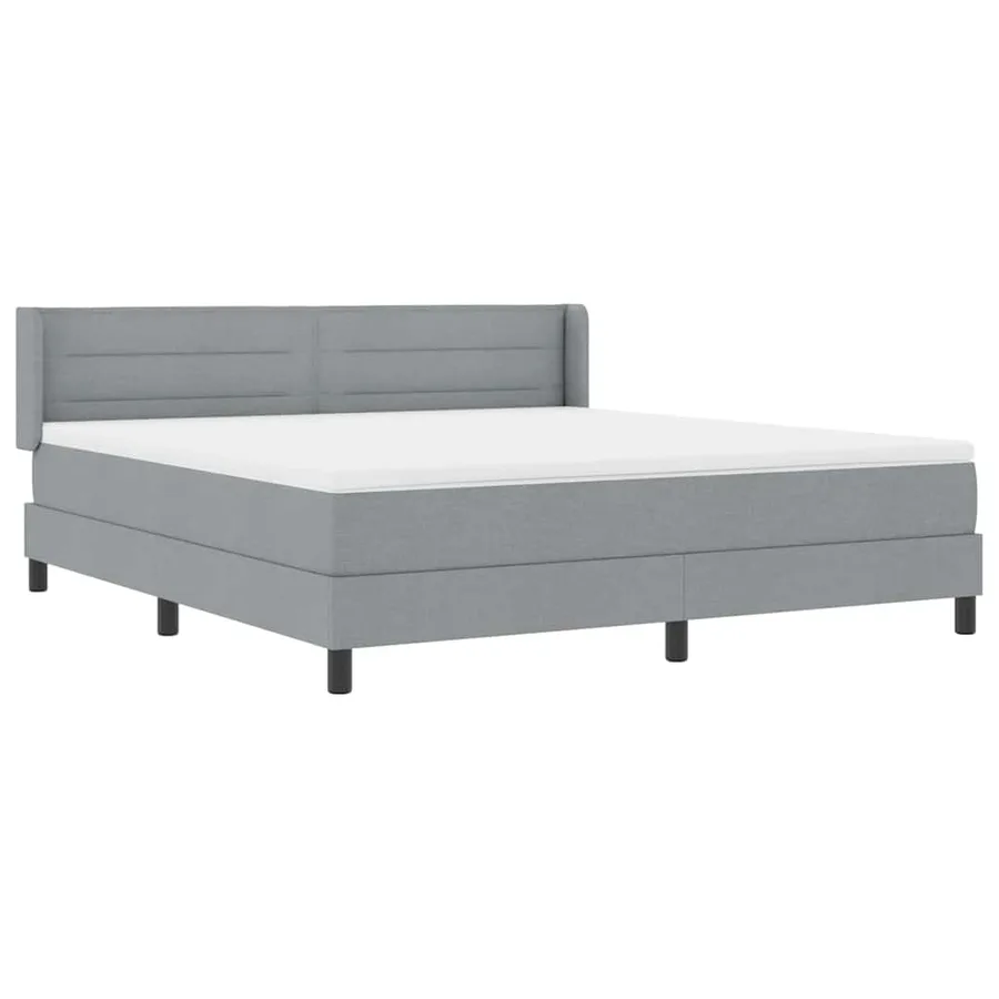 Lit à ressorts avec tête de lit Gris clair 200 x 180 cm tissu - 6