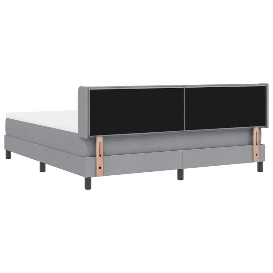 Lit à ressorts avec tête de lit Gris clair 200 x 180 cm tissu - 9