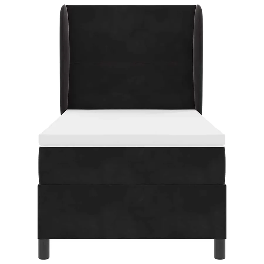 Lit à ressorts avec tête de lit Noir 200 x 80 cm Velours - 6