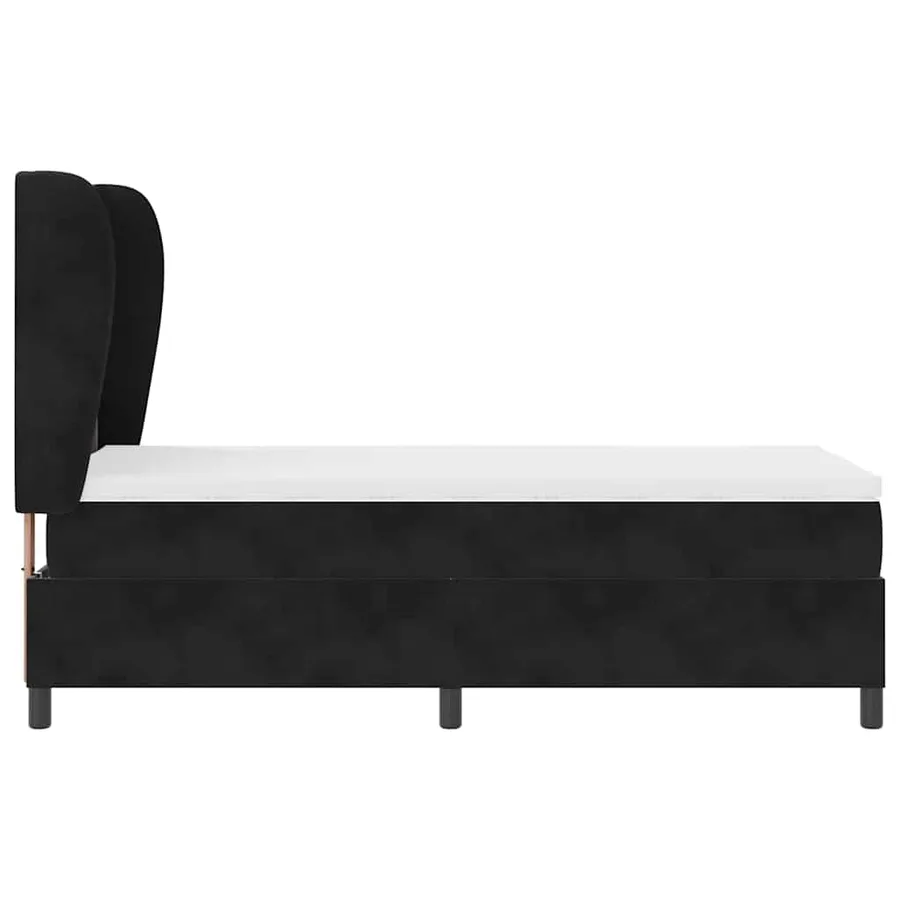 Lit à ressorts avec tête de lit Noir 200 x 80 cm Velours - 7
