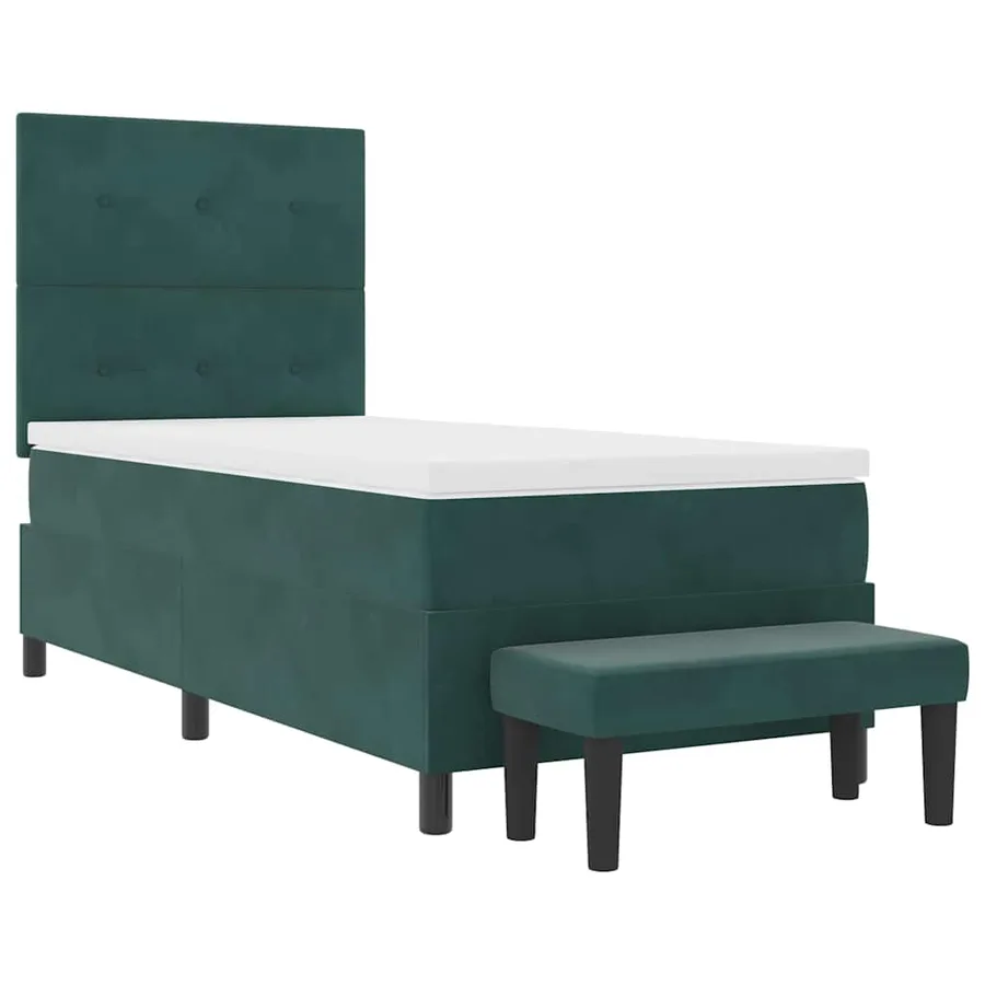 Lit à ressorts avec coussin Vert foncé 200 x 80 cm Velours - 7
