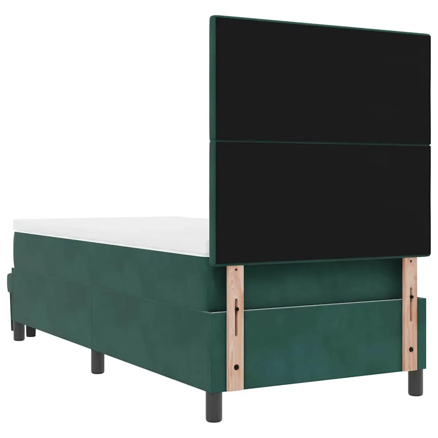 Lit à ressorts avec coussin Vert foncé 200 x 80 cm Velours - 8