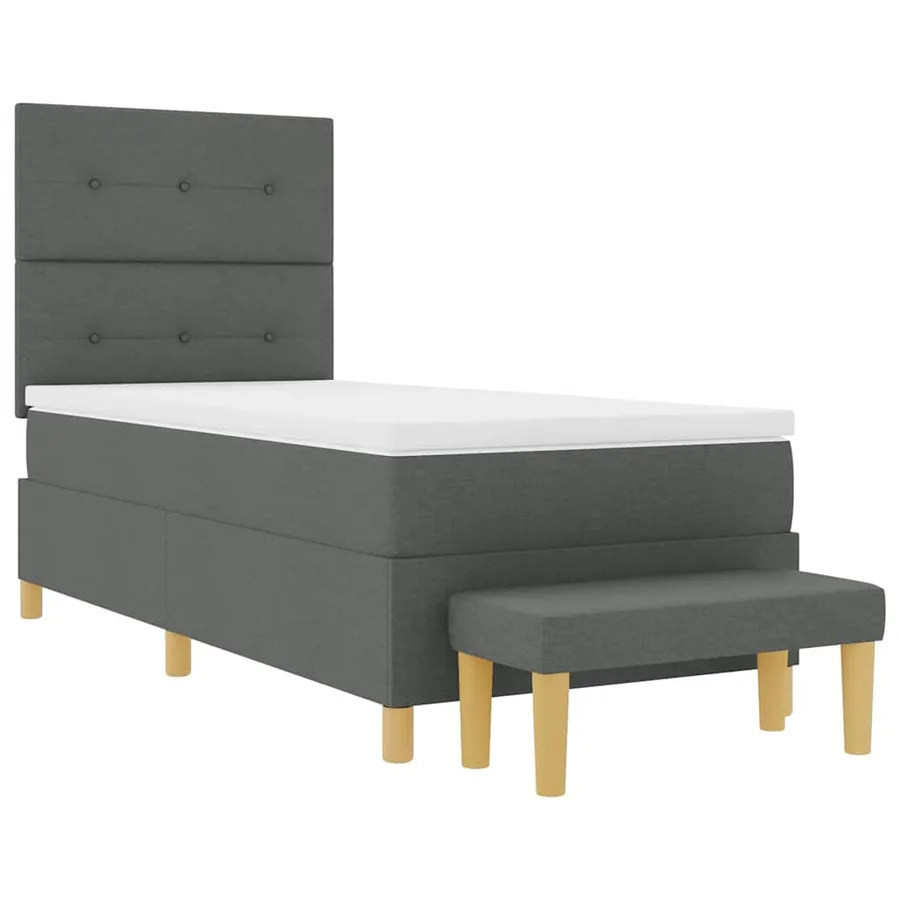 Lit à ressorts avec tête de lit Gris foncé 200 x 80 cm tissu - 7