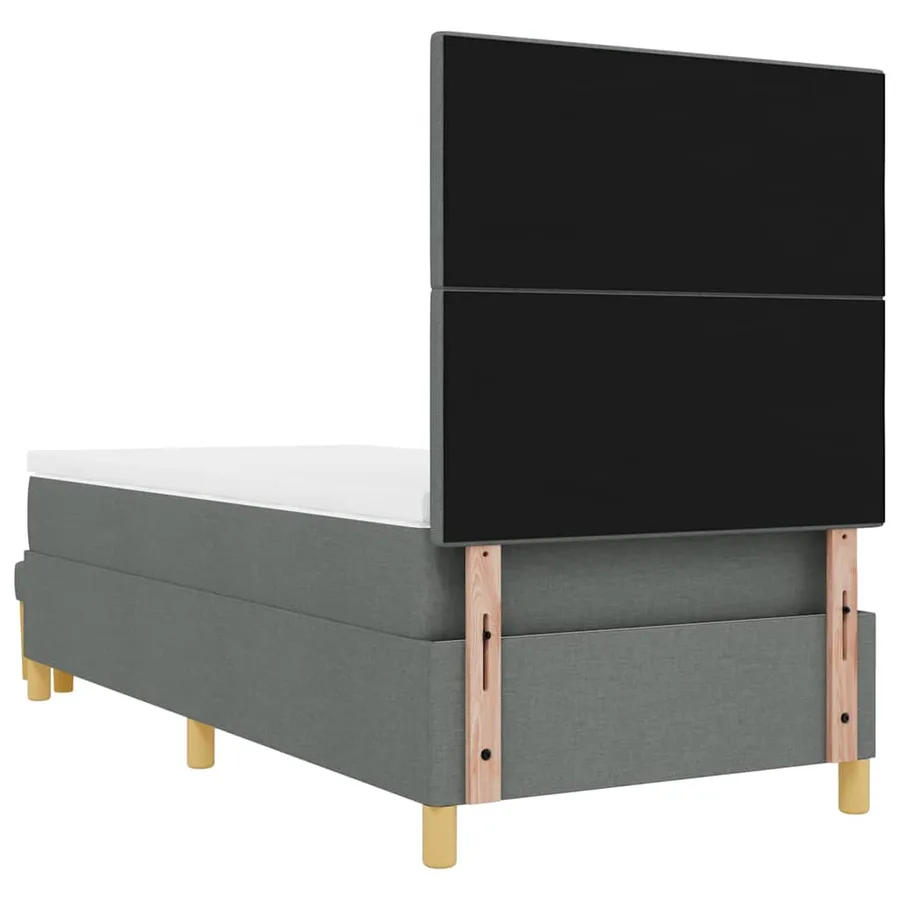 Lit à ressorts avec tête de lit Gris foncé 200 x 80 cm tissu - 8
