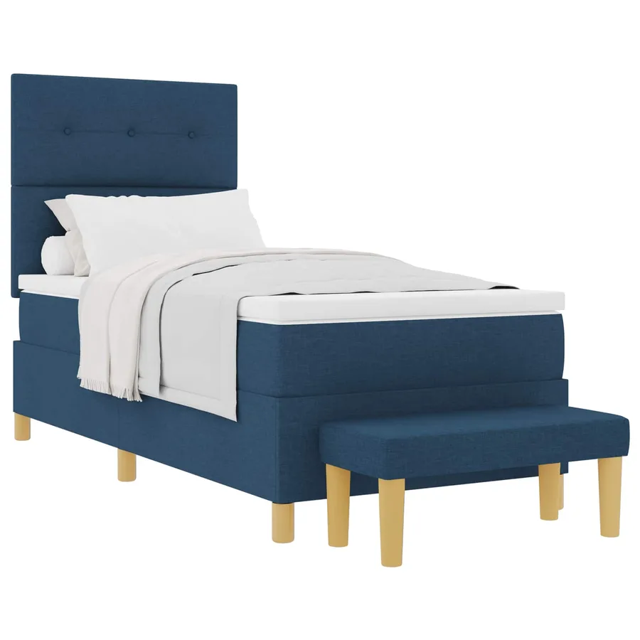 Lit à ressorts avec coussin Bleu 200 x 80 cm tissu - 2