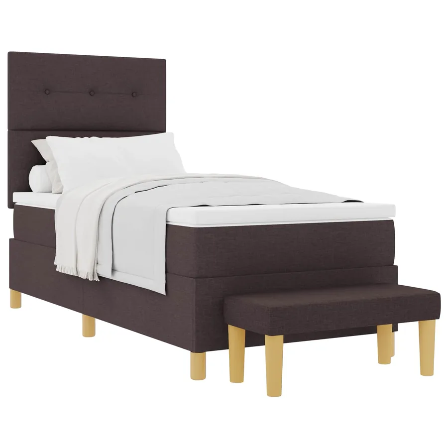 Lit à ressorts avec tête de lit Marron foncé 200 x 80 cm tissu - 2
