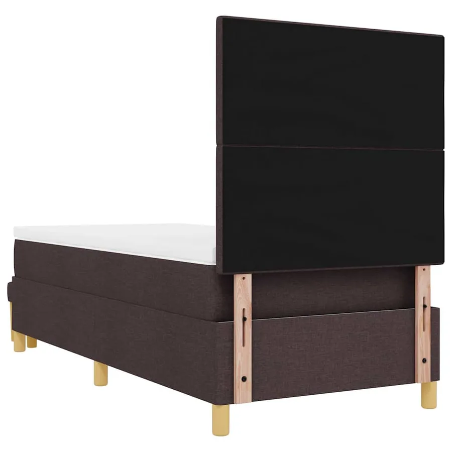 Lit à ressorts avec tête de lit Marron foncé 200 x 80 cm tissu - 8