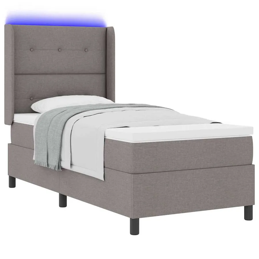 Lit à ressort LED avec coussin Taupe 80 x 200 cm tissu - 3