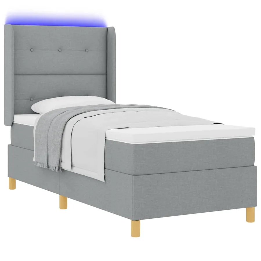 Lit à ressorts avec bandes LED Gris clair 80 x 200 cm tissu - 3