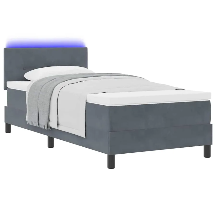 Lit à ressort LED Gris foncé 80 x 200 cm Velours - 3