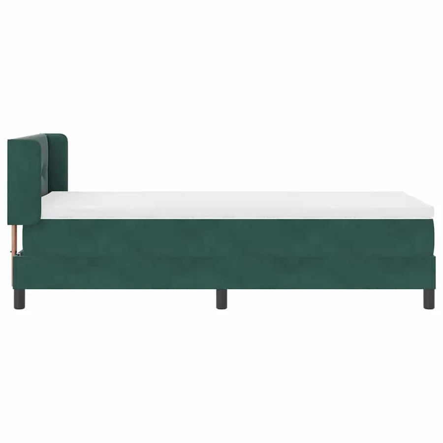 Lit à ressorts avec tête de lit Vert foncé 200 x 80 cm Velours - 7