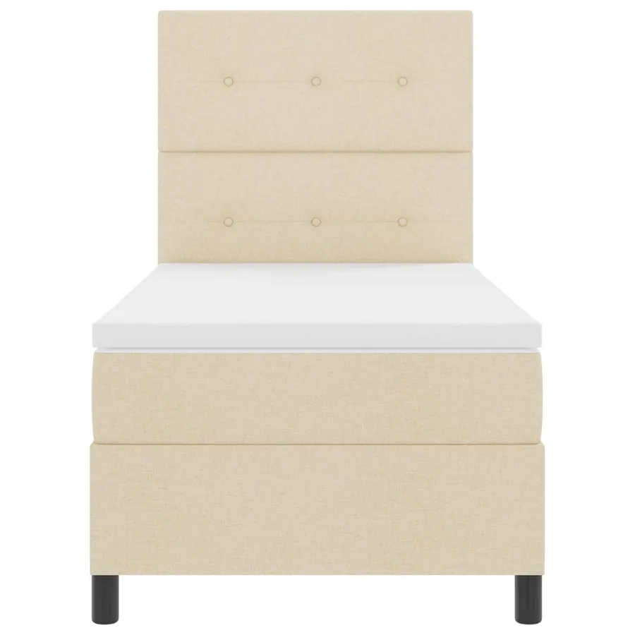 Lit à ressorts avec bandes LED Crème 80 x 200 cm tissu