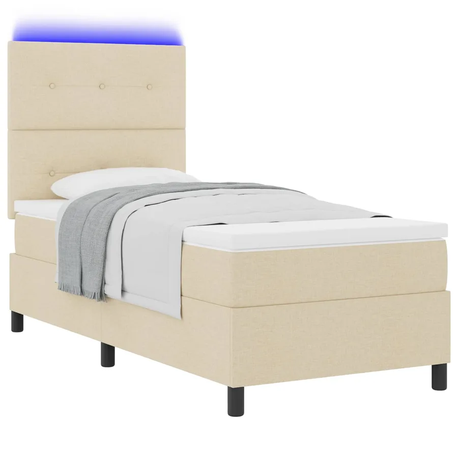 Lit à ressorts avec bandes LED Crème 80 x 200 cm tissu - 2